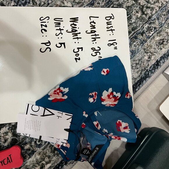 41 Hawthorn Floral Cap Sleeve Blouse Teal Blue Red Size Petite Small NWT - Picture 9 of 9